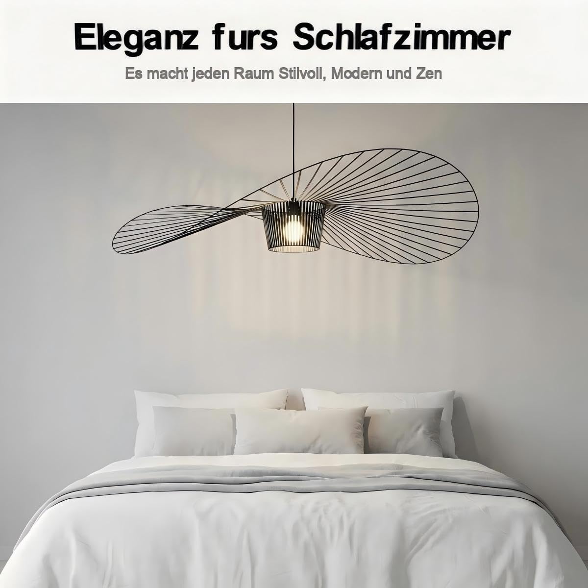 Vertigo Hängeleuchte Schwarz 80cm Hut Form Design, Pendelleuchte Höhenverstellbar, Moderne Lampe für Wohnzimmer, Schlafzimmer, Küche & Loft, E27