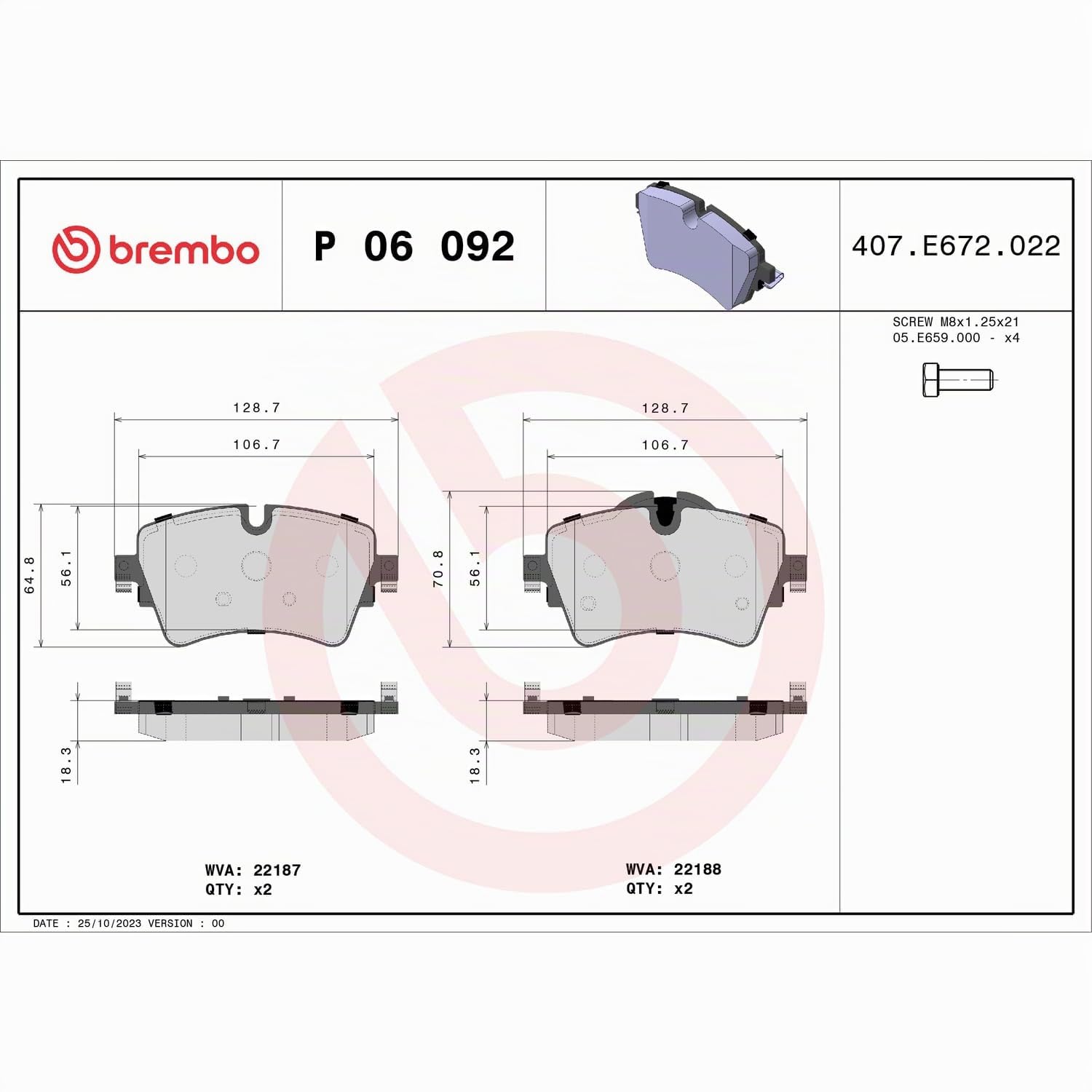 Brembo P06092 - Plaquettes de Frein Avant