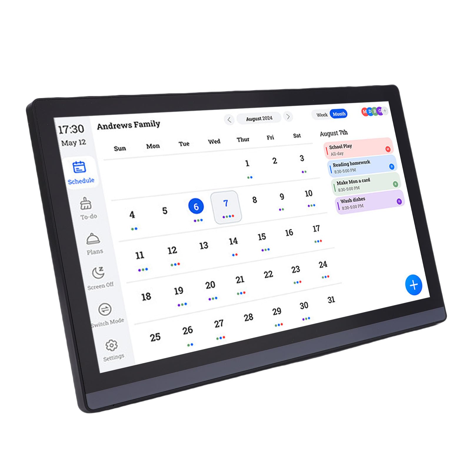 Fafeicy Calendario Digitale 17.3 Pollici 1920x1080P IPS Touch Screen WiFi, Tabella Familiare con Display Interattivo 10 Punti per Organizzazione Casa e Ufficio (Spina UE 100-240 V)