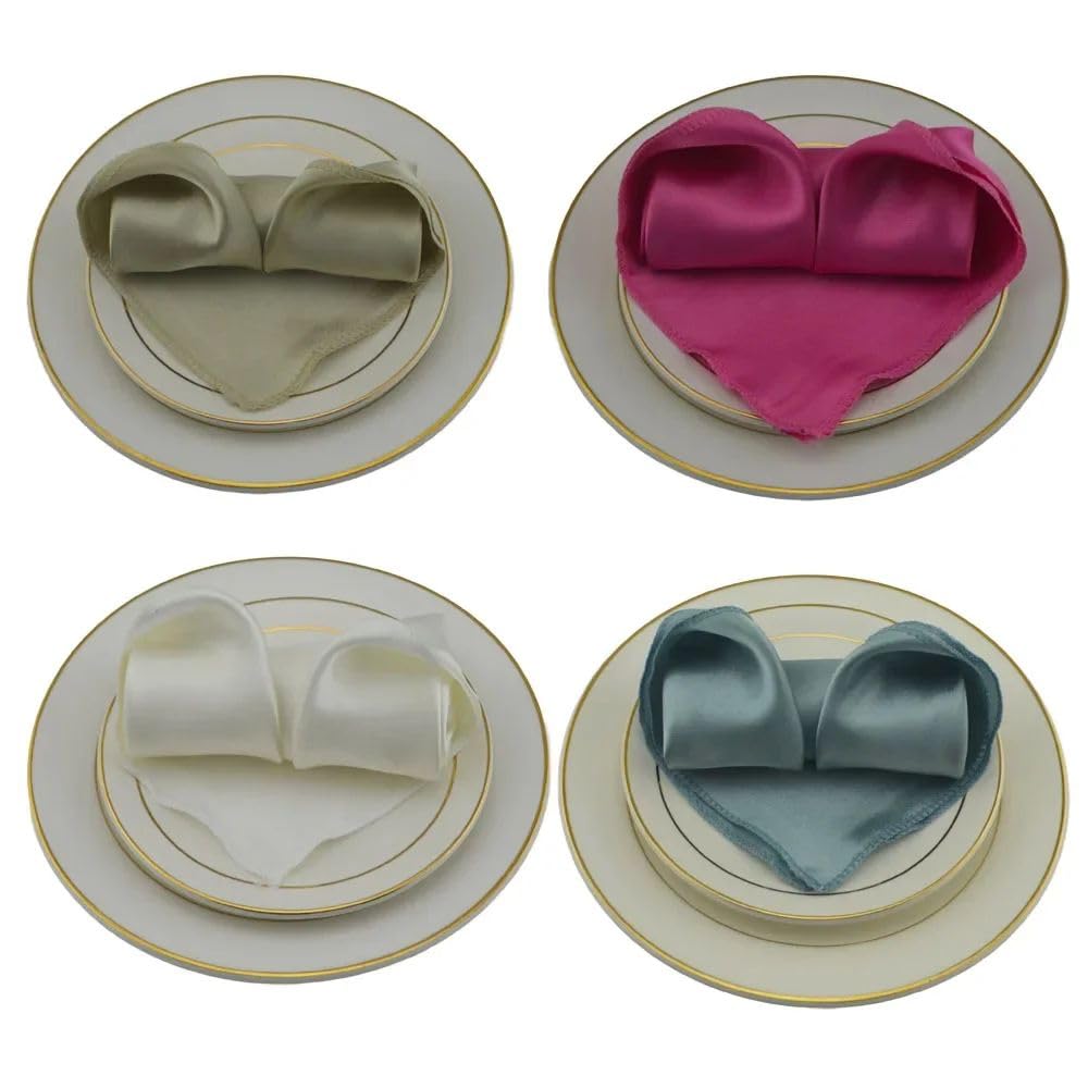 Servilletas de Tela de satén, Servilletas de satén poliéster y algodón(Hot Pink,24PC)