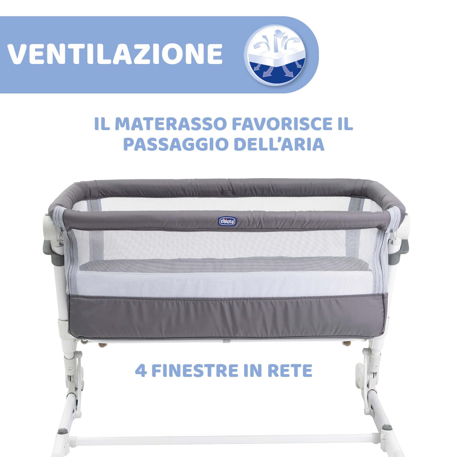 Chicco Next2Me Pop Up Culla Neonato Fianco Letto, Chiusura Compatta, Trasportabile Ovunque, Altezza Regolabile, Inclinabile, Materasso e Borsa da Viaggio Inclusi, Atmosphere