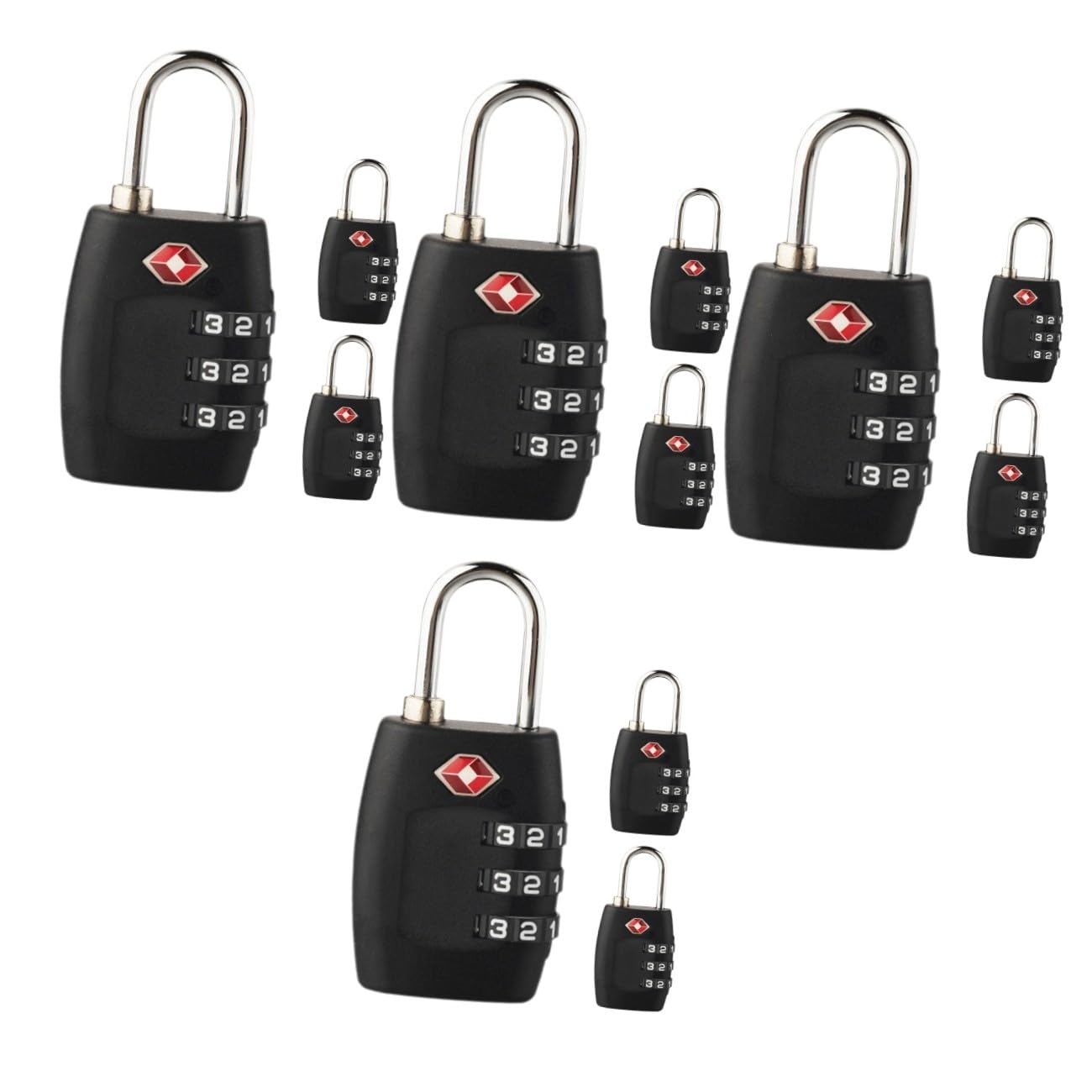 HOMSFOU 4 Set Di Lucchetti Per Bagagli Dal Design Moderno Con Combinazione Di 3 Lucchetti Facili Da Usare 3 Pezzi * 4