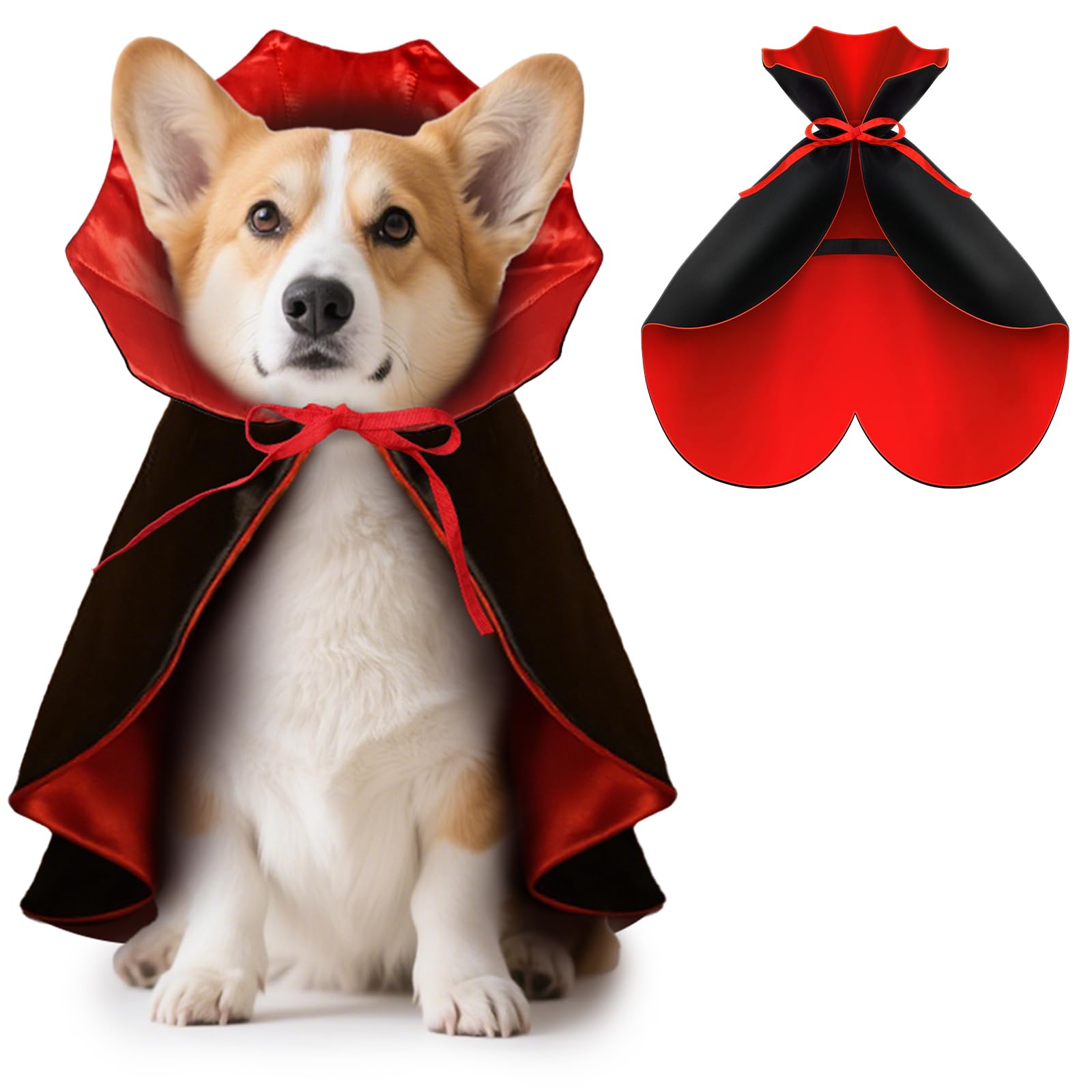 HSSPYY Halloween Pet Vampire Cape Adjustable Red & Black Fancy Dress for Medium Dogs (Beagle, Shiba Inu