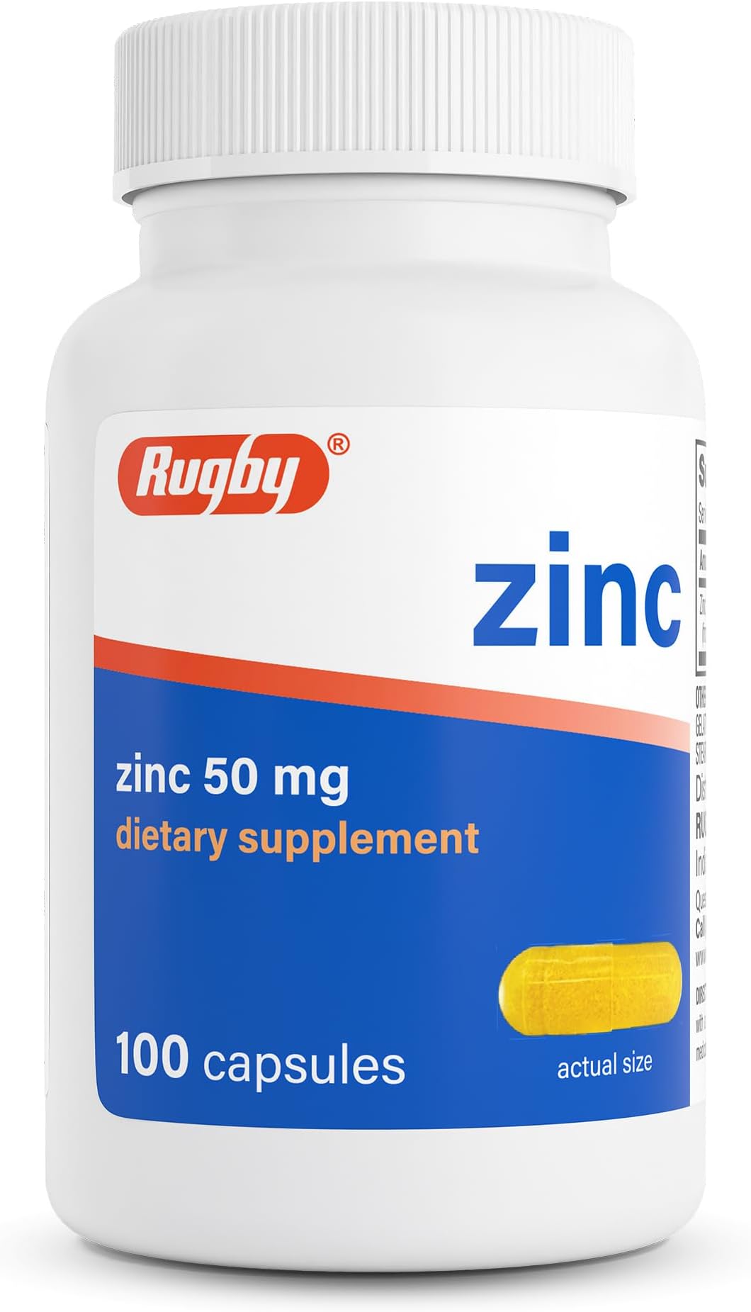 Rugby Zinc 50mg Capsules for Adults, 100 Count (1-Pack)
