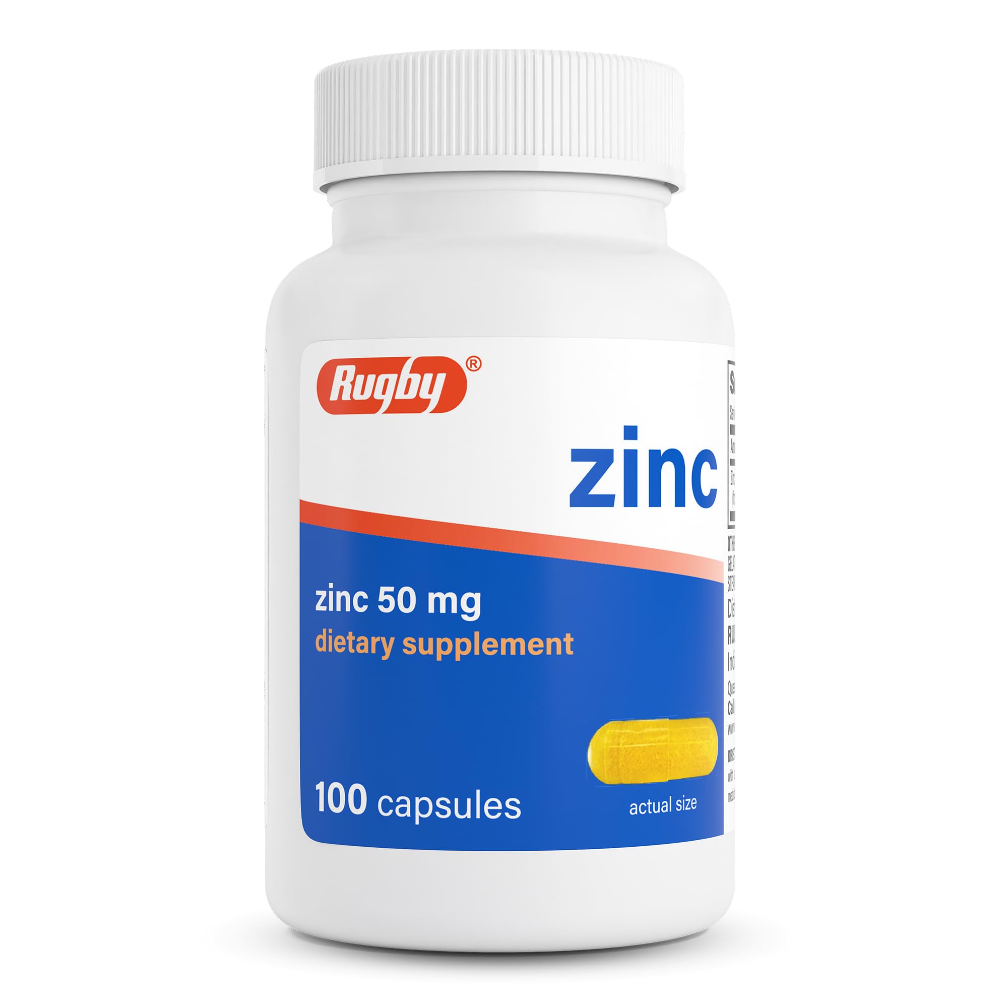 Rugby Zinc 50mg Capsules for Adults, 100 Count (1-Pack)