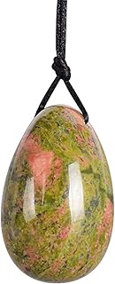 GOJEMA Piedra de Cristal Natural Flor Piedra Verde Jade Huevo Lady Ball Jade Masajeador Huevo,Grande (Color : Medium-Sized)