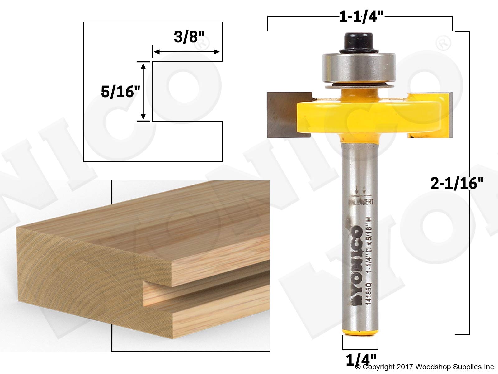 Yonico Slot Cutter Router Bit - 5/16" Width -2