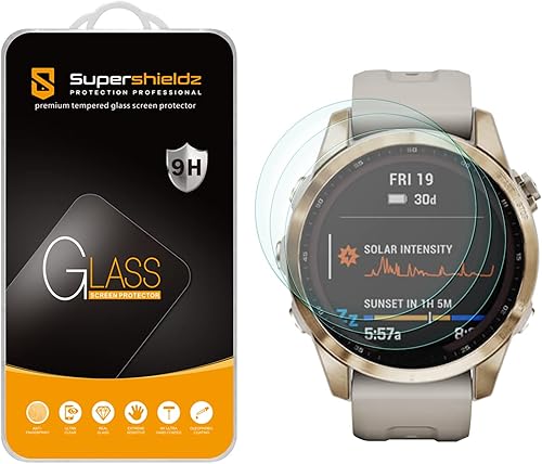 Supershieldz Protector de pantalla de vidrio templado diseñado para Garmin Fenix 7S7S Pro (solarzafiro solar) 1.654 pulgadas Epix (Gen 2) Epix Pro