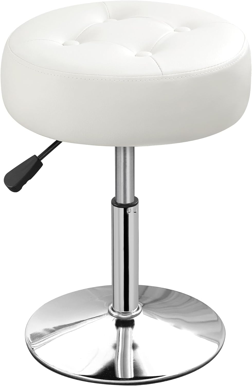 Ottoman Swivel Vanity Stool Chair for Makeup Room Stool for Vanity Chair Height Adjustable Faux Leather White