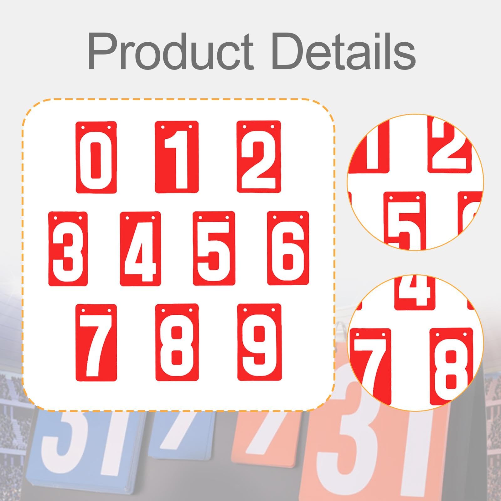 QSTDGVPW Score Keeper Flip Number Cards Numbers 0-9,Scoreboard for Sports,Table Score Flipper for Football, red