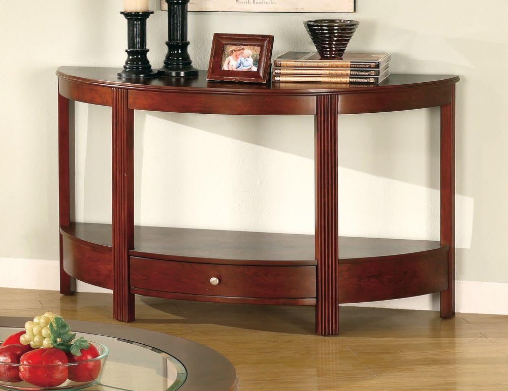 Coaster Antique Country Style Sofa Table, Cherry Finish