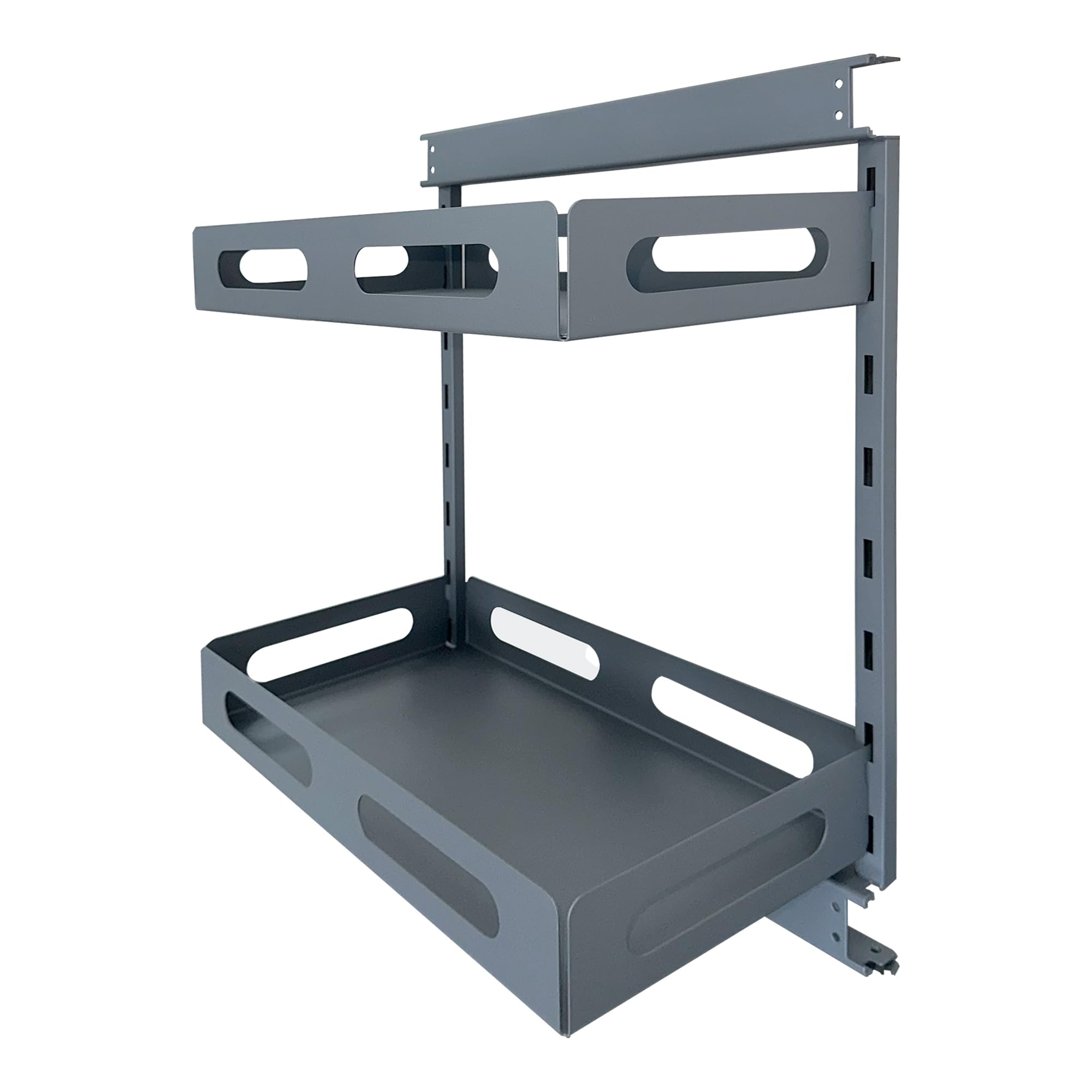 highdecora Pull Out Kitchen Cabinet Basket, Double Layer Spice Rack Storage, Soft Close, Anthracite Grey (W300mm_Cabinet)