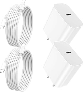 iPhone 15 Charger Fast Charging,20W Apple iPad USB C Fast Charger,2Pack 6Ft USB C Wall Charger Block for iPhone 15/15 Plus/15 Pro/15 Pro Max, iPad Pro/Air/Mini, MacBook (White)