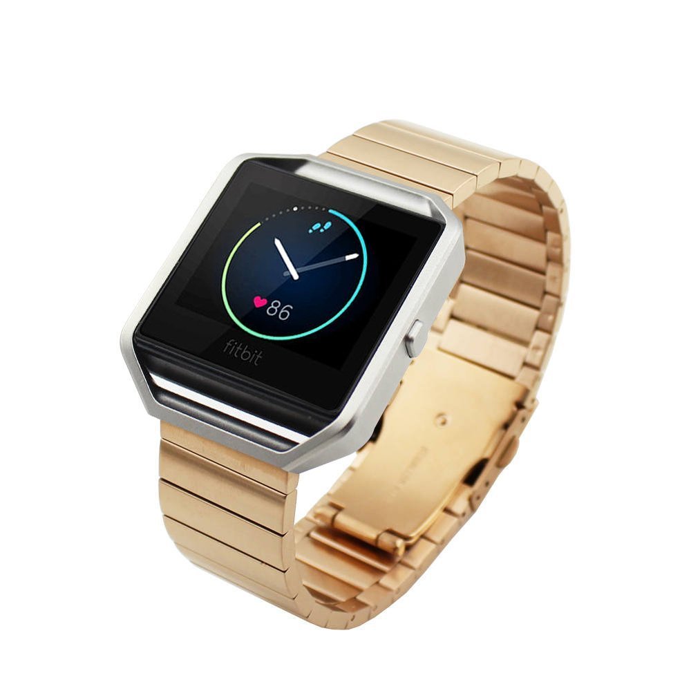 PluStore(TM) Replacement 23mm Stainless Steel Watch Band Strap for Fitbit Blaze Tracker Watch with Folding Clasp Durable (Rose-Gold)