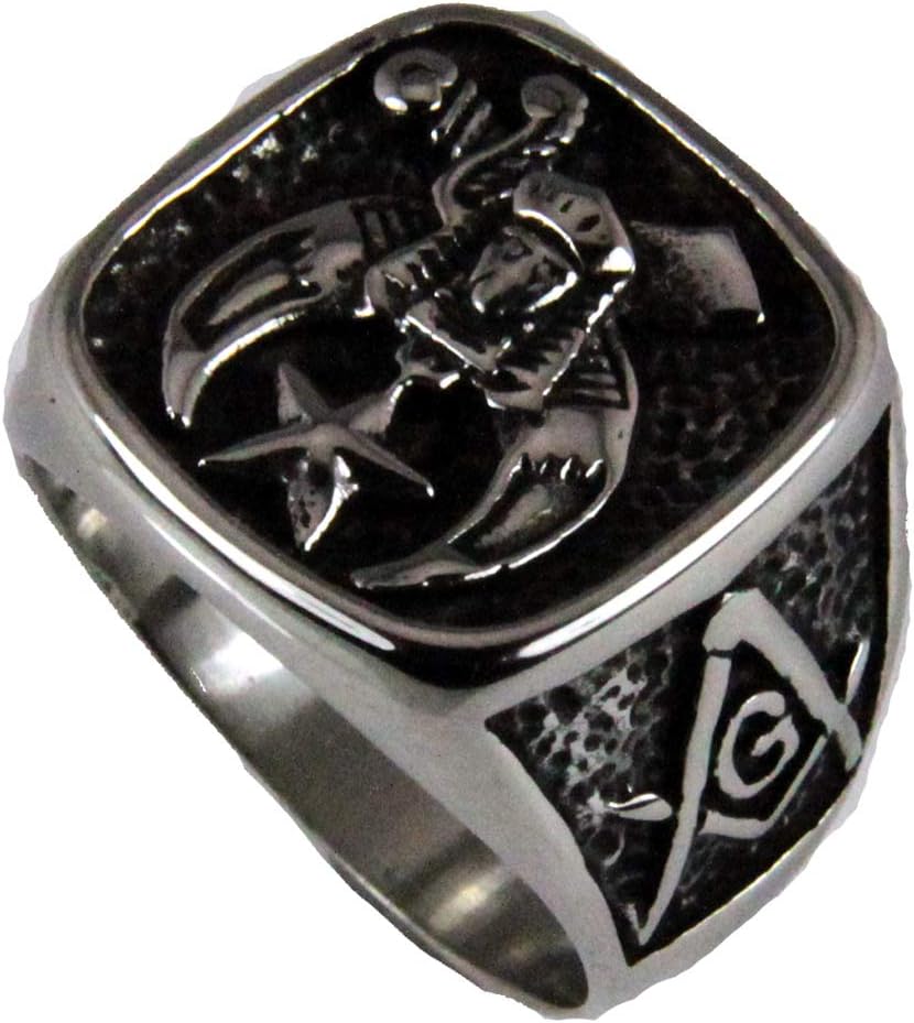 T99 Shriner Ring Stainless Steel Masonic Emblem Shrine Mason Freemason Freemasonry Jewelry