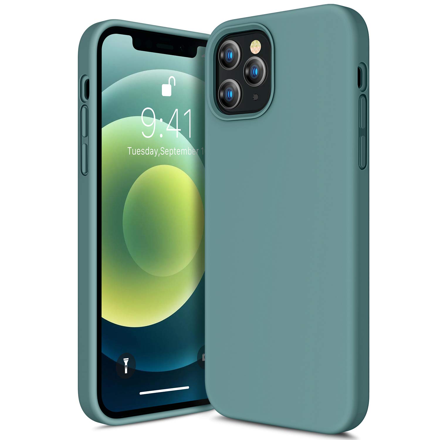 CANSHNAWH iPhone 12 Pro Max Case, TPU Soft Silicone Gel Rubber Case, Shock Absorption, Ultra Thin, Drop Protection, iPhone 12 Pro Max Case, Shockproof, Non-Slip, Midnight Green.
