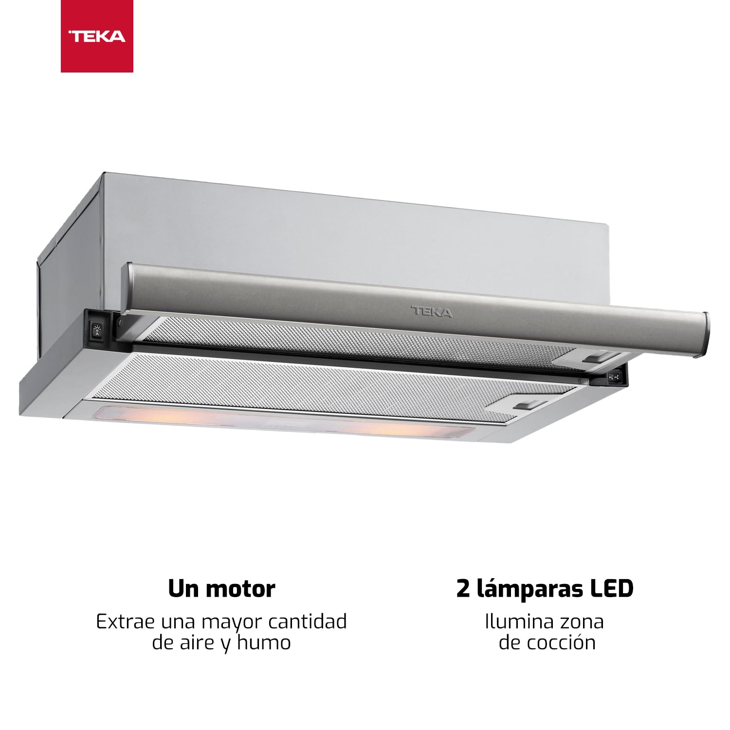 TEKA Campana Extensible 70 cm, Telescópica Extraplana 3 Velocidades, 2 Lámparas LED, Filtros Metálicos Recirculación CNL 1C Frente Inox, TL 7420.2 IX