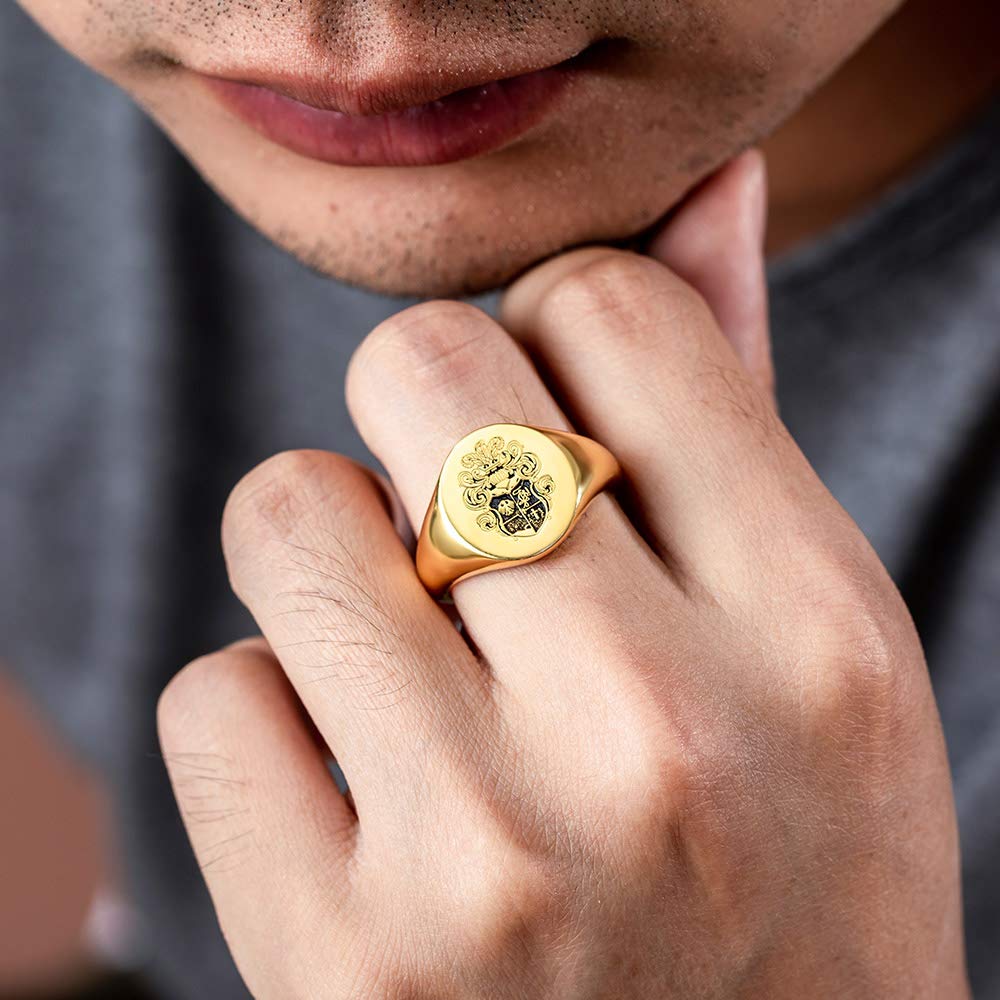 Anillo personalizado con el escudo de armas de la escuela o el escudo familiar para hombres y mujeres, plata de ley 925, imagen, texto y nombre personalizados, anillos de meñique para padres graduados