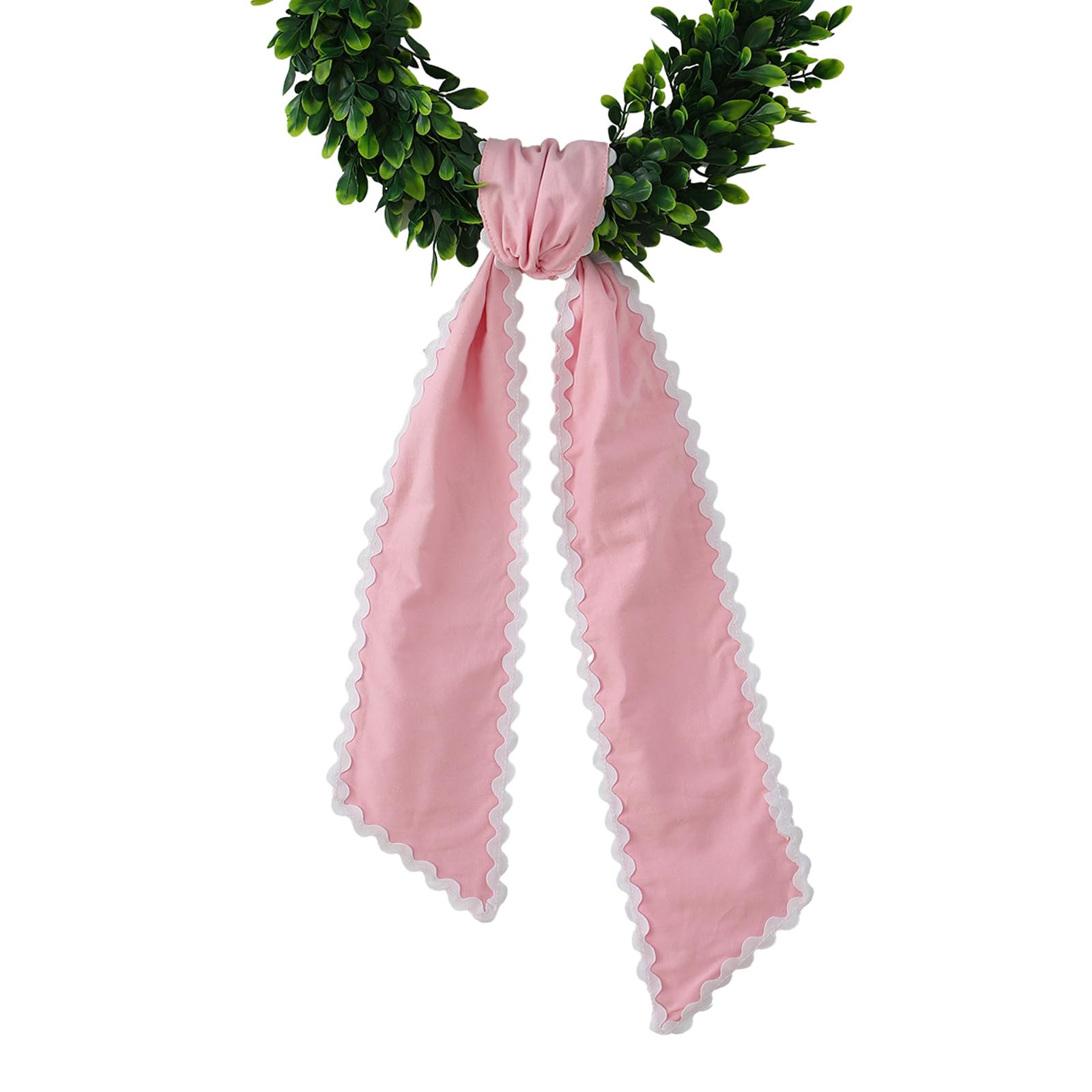 DYSHAYEN Wreath Sash for Front Door,Canvas RIC Rac Trim Wreath Accessories for Yard Doorway Indoor Outdoor Bridal Shower Xmas Home (Pink-White Trim)