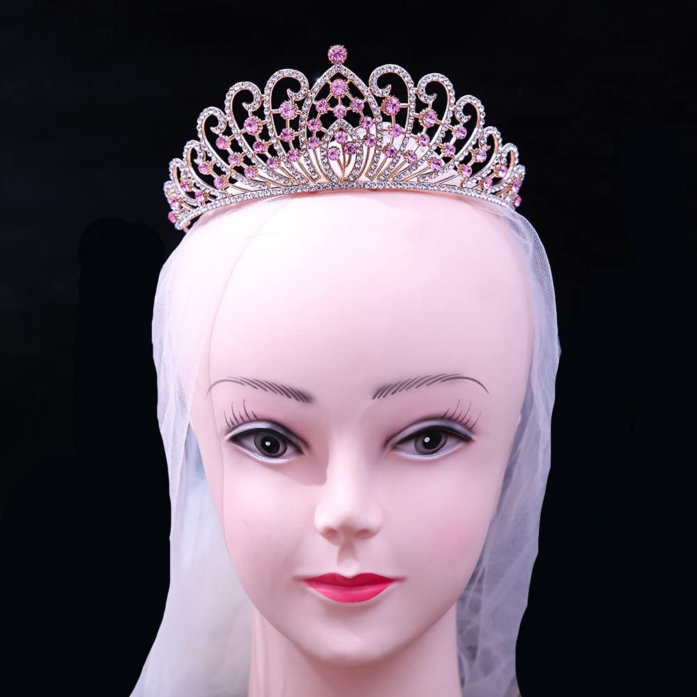 Diademy i korony dla kobiet, barokowe proste geometryczne kryształowe korony ślubne tiary damskie opaski korona z kryształków konkurs diadem ślubne akcesoria do włosów.Clear,Pink,Silver