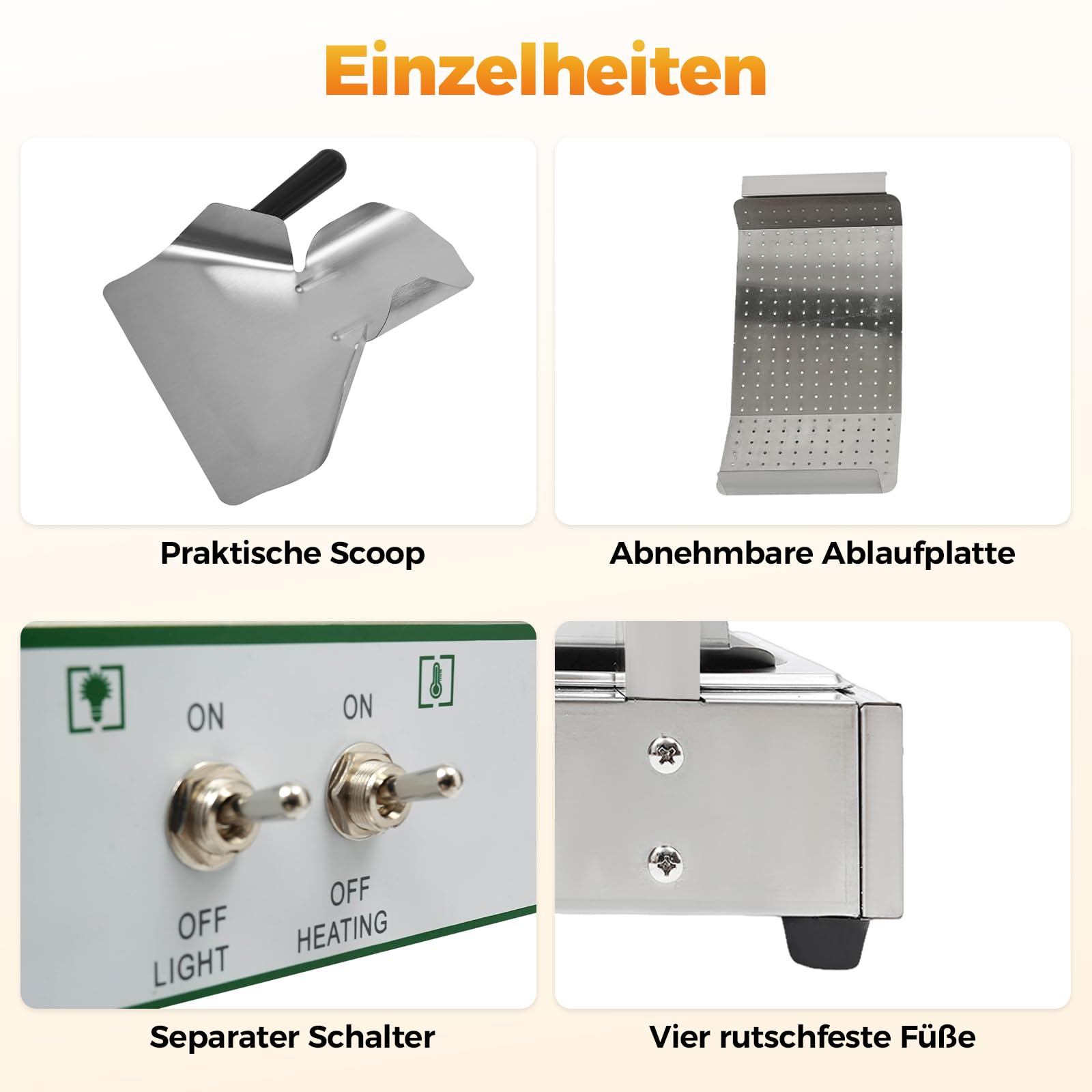 750W Pommes Frites-Wärmer Pommes Frites Wärmestation Elektro Pommeswärmer mit Beleuchtung, Wärmebrücke für Chips, Frittierte Lebensmittel