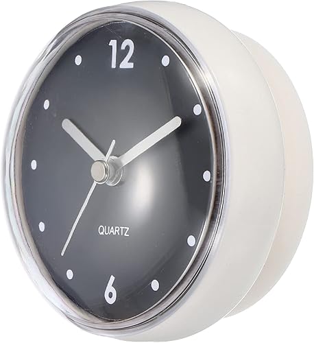 PATIKIL Reloj de baño impermeable, funciona con pilas, mini relojes de pared silenciosos con ventosa blanca para ducha, cocina, decoración del