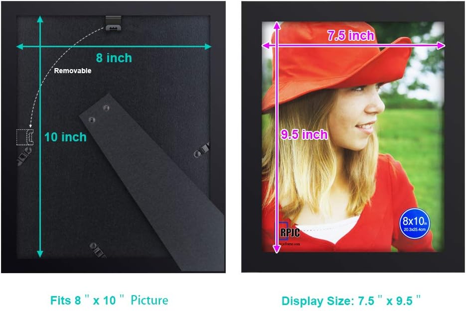 RPJC 8x10 Picture Frames Made of Solid Wood High Definition Glass for Table Top Display and Wall Mounting Photo Frame Black - Image 4