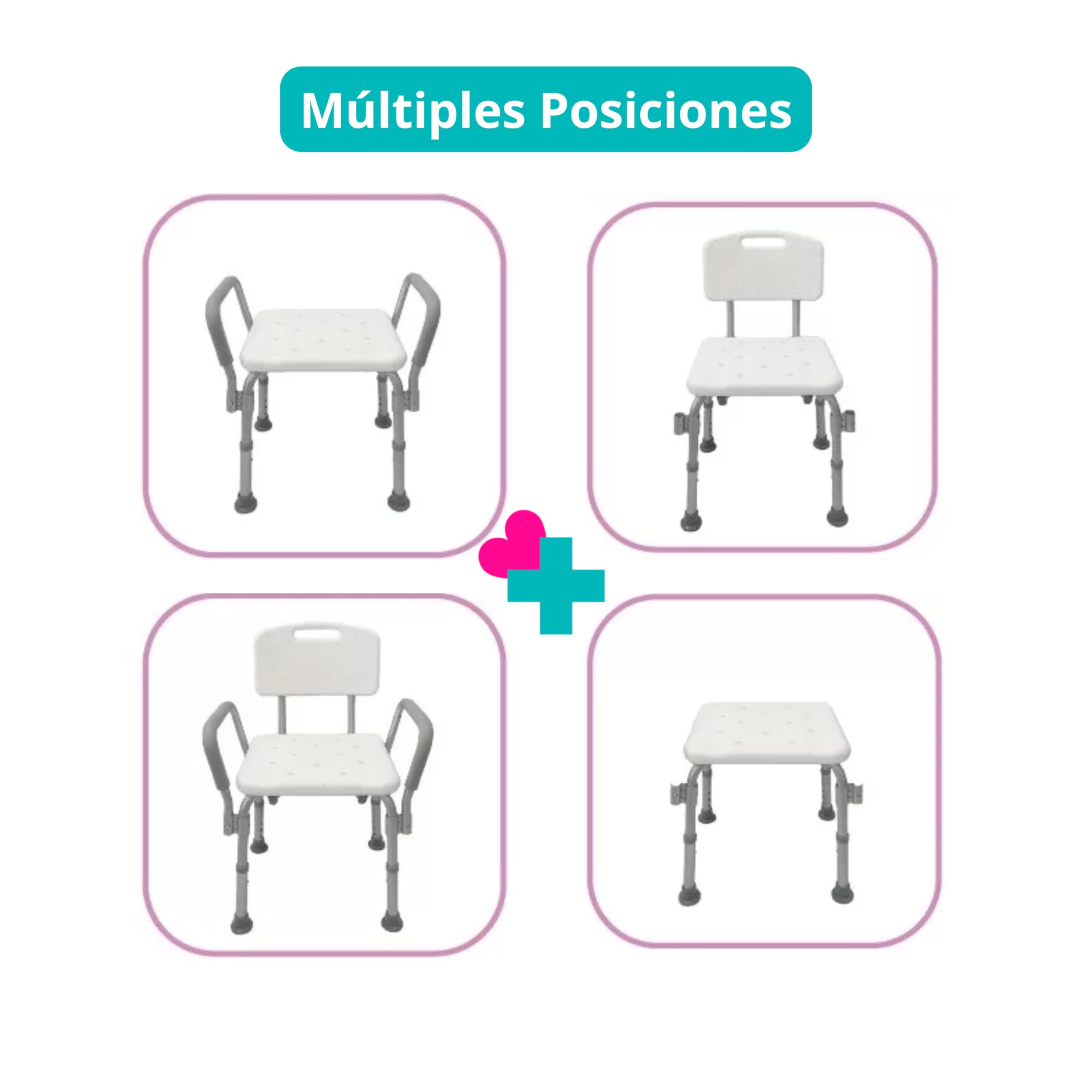 Silla Ducha y Taburete Baño Todo en 1. Taburete Ducha Ortopédico Mayores y Niños con Reposabrazos y Respaldo Premium. Silla Ducha Personas Mayores: Antideslizante, Regulable, Cómoda y Segura