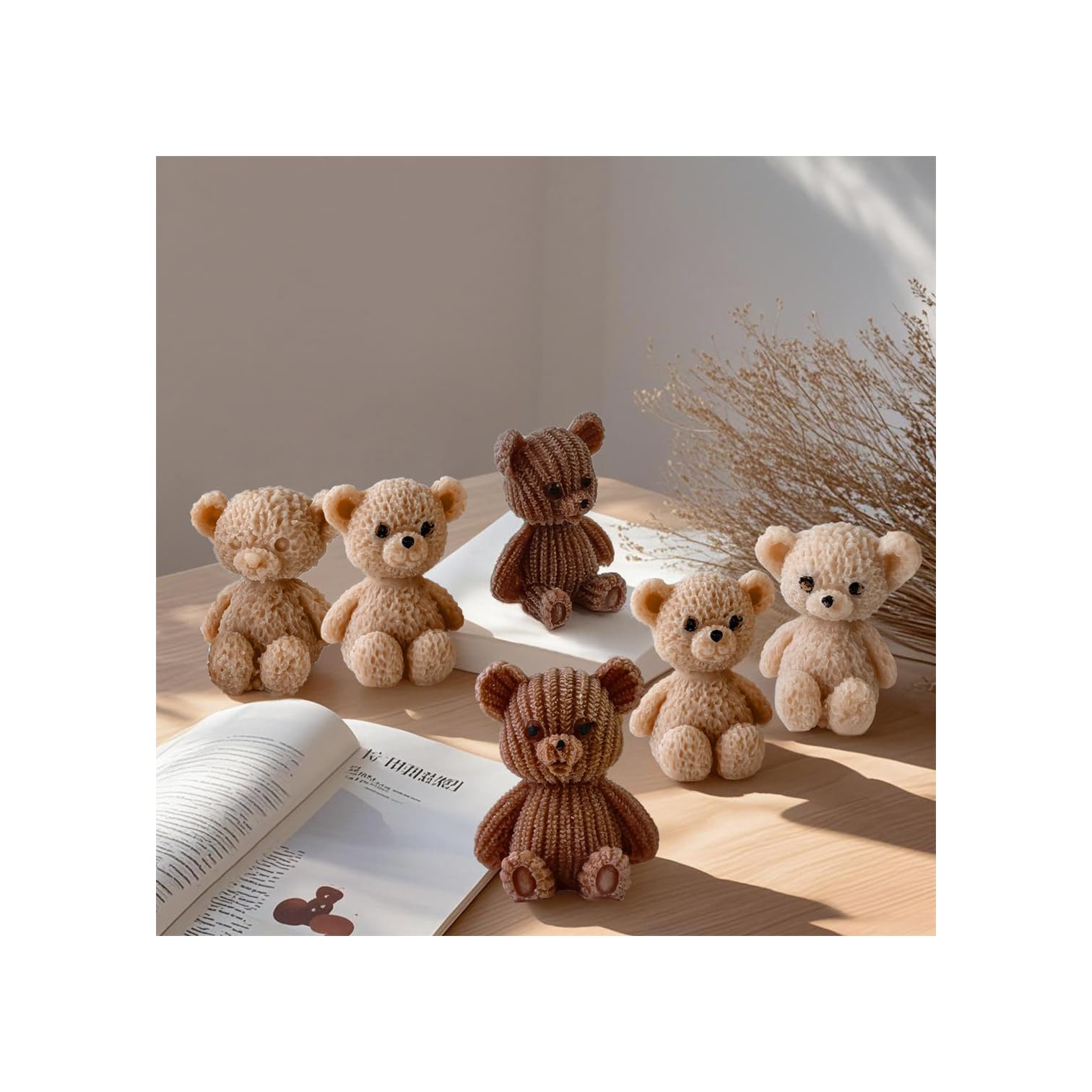 Mini Bear Silicone Candle Molds, Cute 3D Bear Candle Mold for Candle Making, Small Silicone Mold for Wax, Soap, Resin, DIY Crafts