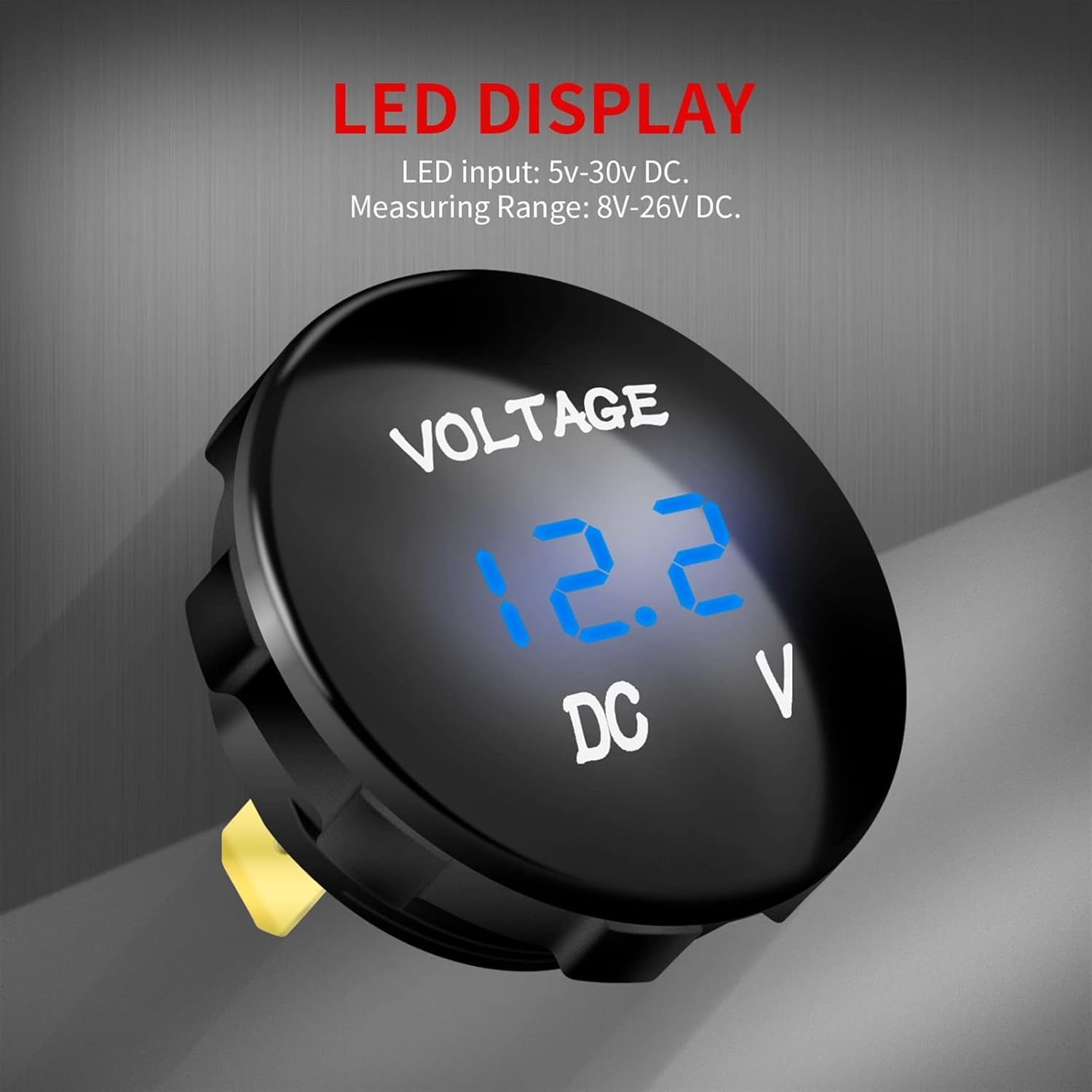 DC 12V 24V Car LED Display Voltmeter Digital Voltage Meter Gauge Waterproof Mini Battery Monitor Indicator for Motorcycle Boat(Blue Led)