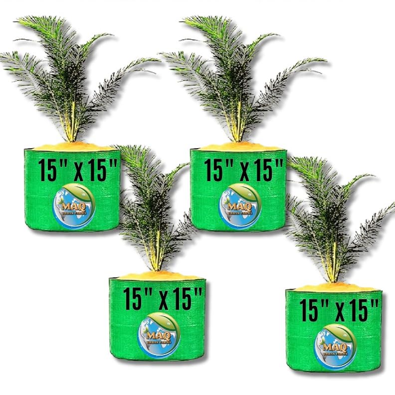 Image of MASHKI HDPE Grow Bags for Home, Terrace & Balcony Gardening - Big Size Vegetable Plant Grow Bags (15x15, 18 inchx18 inch & 24 inchx24 inch - Heavy Duty, UV Stabilized) (4, 15x15 Inches)