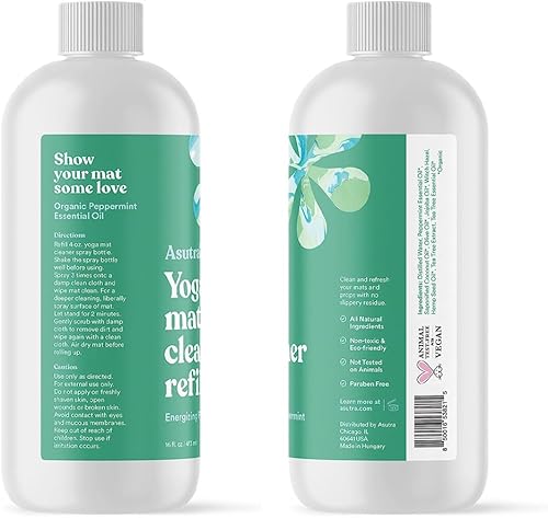 Miniatura 3 de ASUTRA Recambio de spray limpiador de esterilla de yoga (menta energizante), 16 onzas líquidas, sin residuos resbaladizos, aceites esenciales