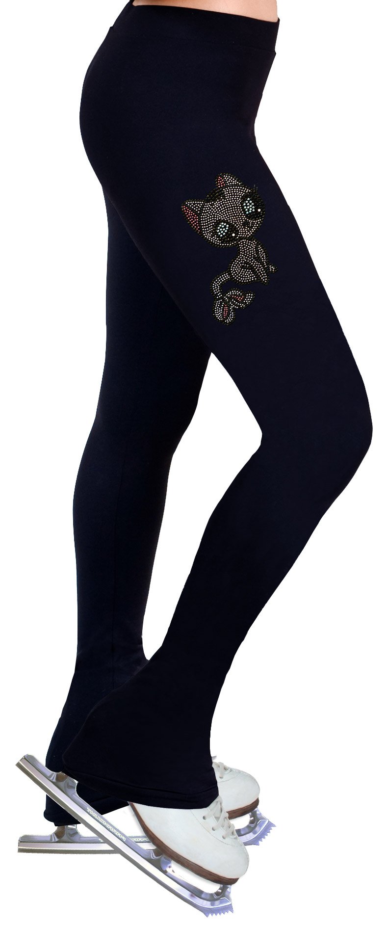NY2 SPORTSWEAR Figure Skating Practice Pants with Rhinestones R195 - Adult Sizes- (Adult Extra Large) Black
