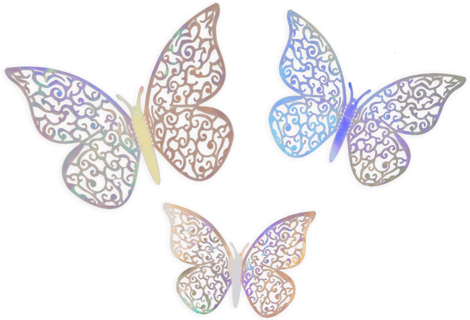 Oaktree Silver Iridescent 3D Adhesive Butterflies Stickers X 12