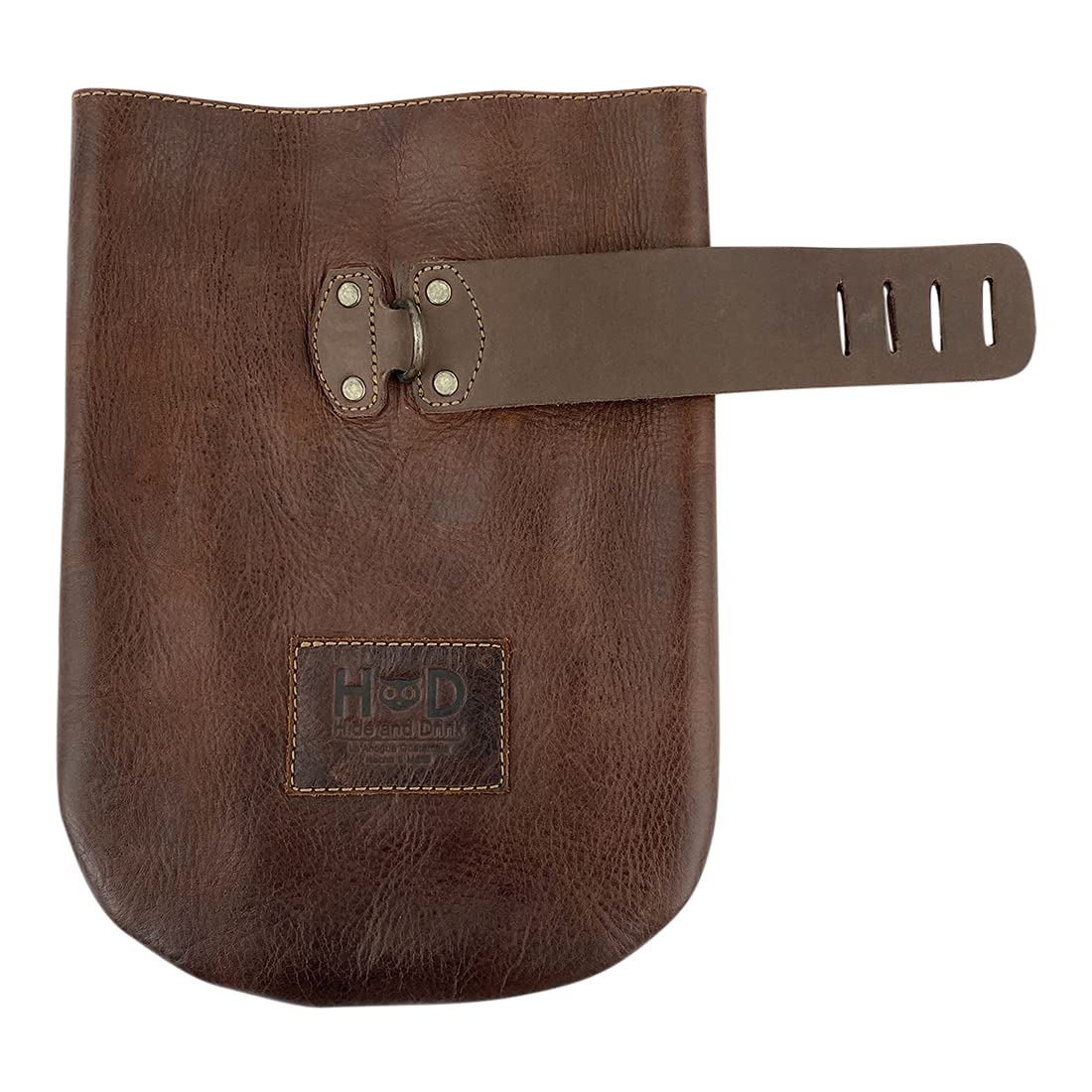 Hide & DrinkHide & Drink, Vintage Security Bag Handmade from Full Grain Leather - Portable Safe Pouch for Securely Storing Money, Coins, Bills, Valuables - Durable Material, Great for Travel - Bourbon Brown