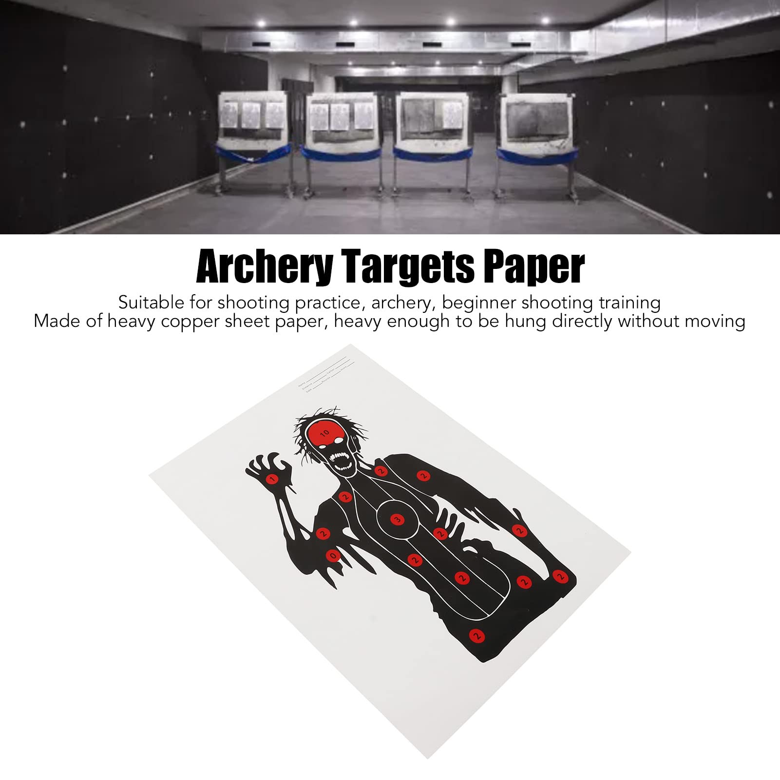 Lot de 10 Cibles de Tir en Papier 45 X 32 Cm, Cibles de Tir à L'arc, Accessoires de Tir de Chasse, Papier Cible en Carton pour une Utilisation en Intérieur et en Extérieur, Accessoires de Chasse, Arme