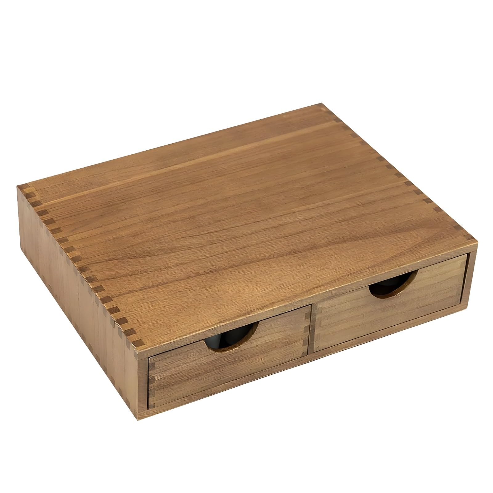 Kaffeekapsel-Aufbewahrungsschublade aus Holz, K-Cup- und Teebeutel-Organizer mit doppelten Schubladen, Maschinenfußständer, Braun