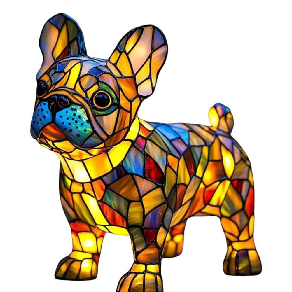 JHNGYJY Dog Lamp, Dog Series Art Night Light – Cute Pet Dog Themed LED Tabletop Lamp,Small Retro Resin Night Light,Vintage Animal Home Decor for Bedroom and Fun Gift for Dog Lovers, Bulldog