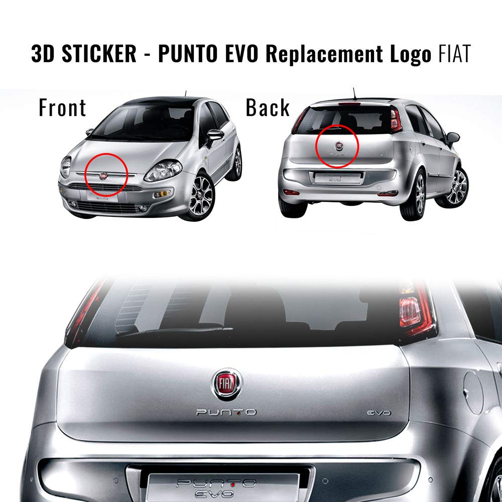 Fiat 32017 Adesivo 3D Ricambio Logo Anteriore Posteriore per Punto Evo