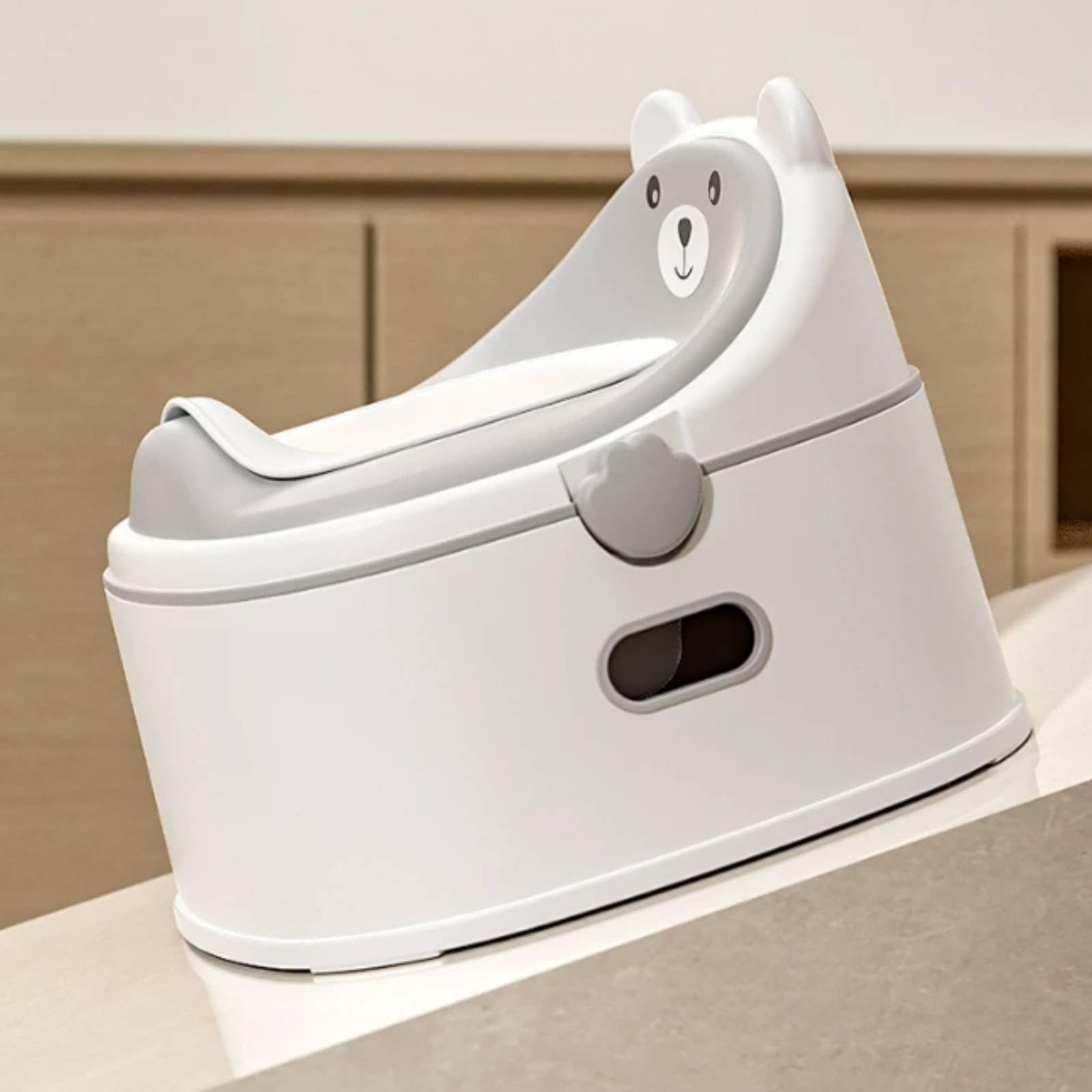 Yajuyi Vasino Funzioni con Schienale a Forma di Orso Ergonomico Vasino con Poggiapiedi a Due Livelli Facile da Pulire per Bagno,