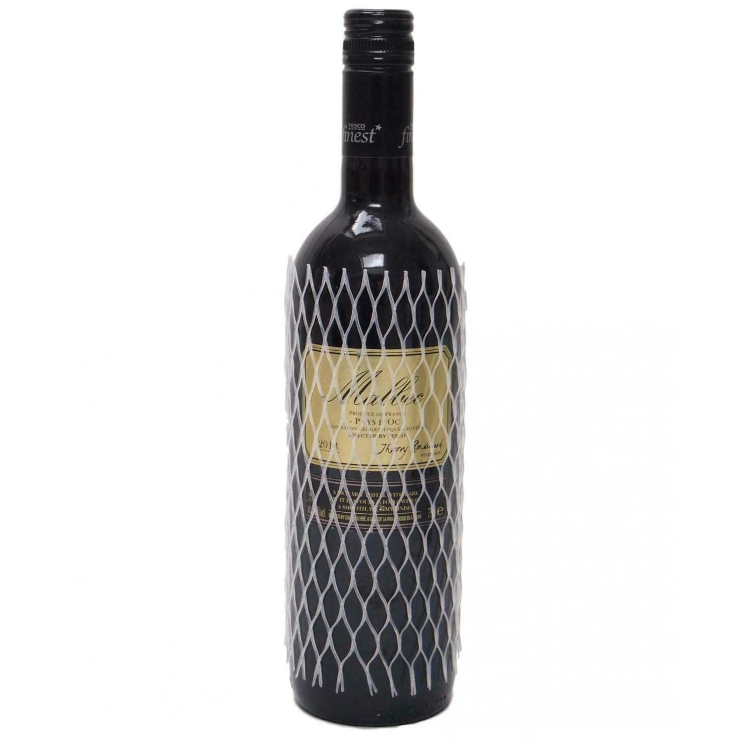 Lot de 500 protections en maille filet pour bouteilles de vin/spiritueux, blanc, Maille blanche