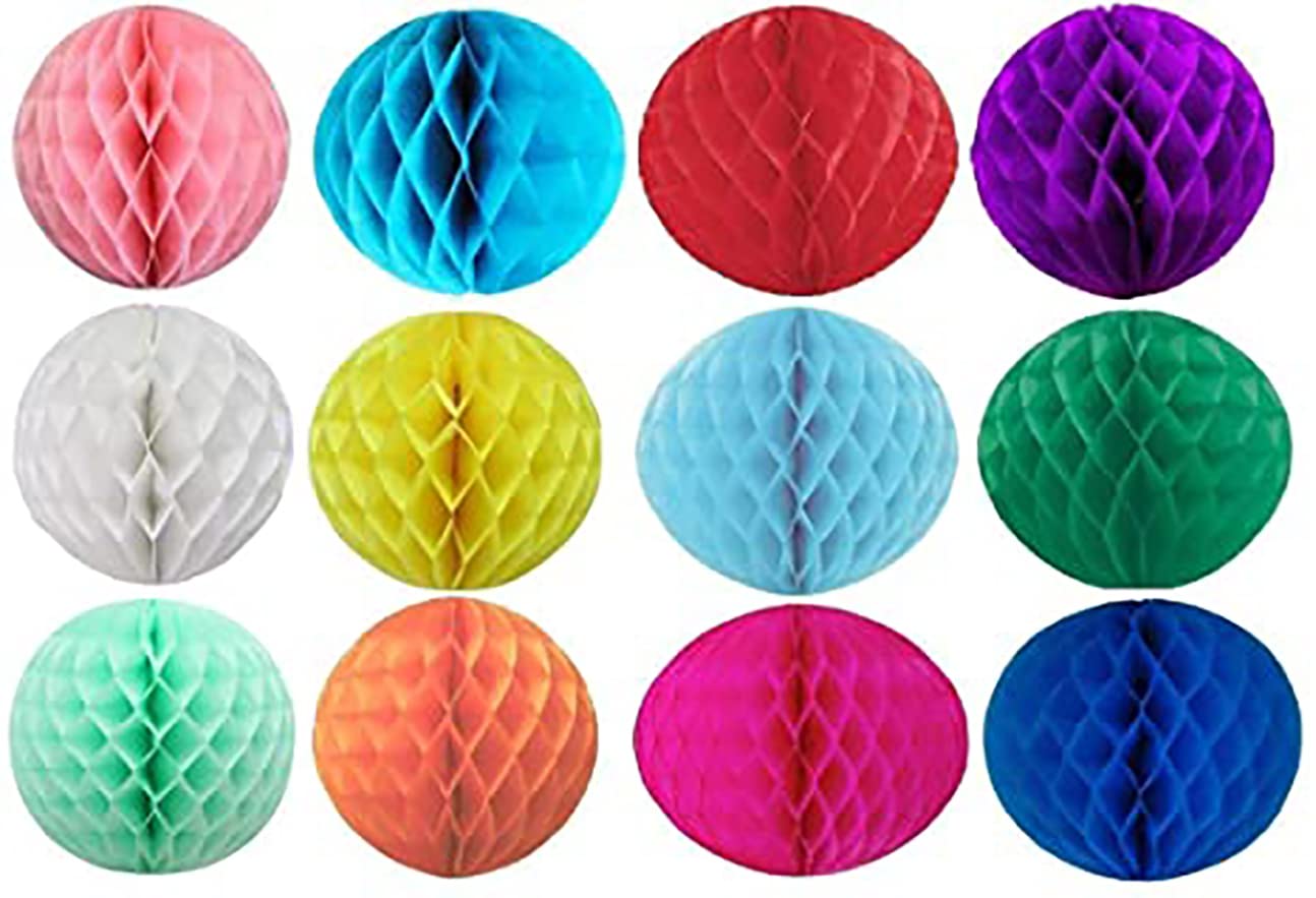 Pack of 12 Mixed Color Paper Honeycomb Balls Party Paper Decoration (12