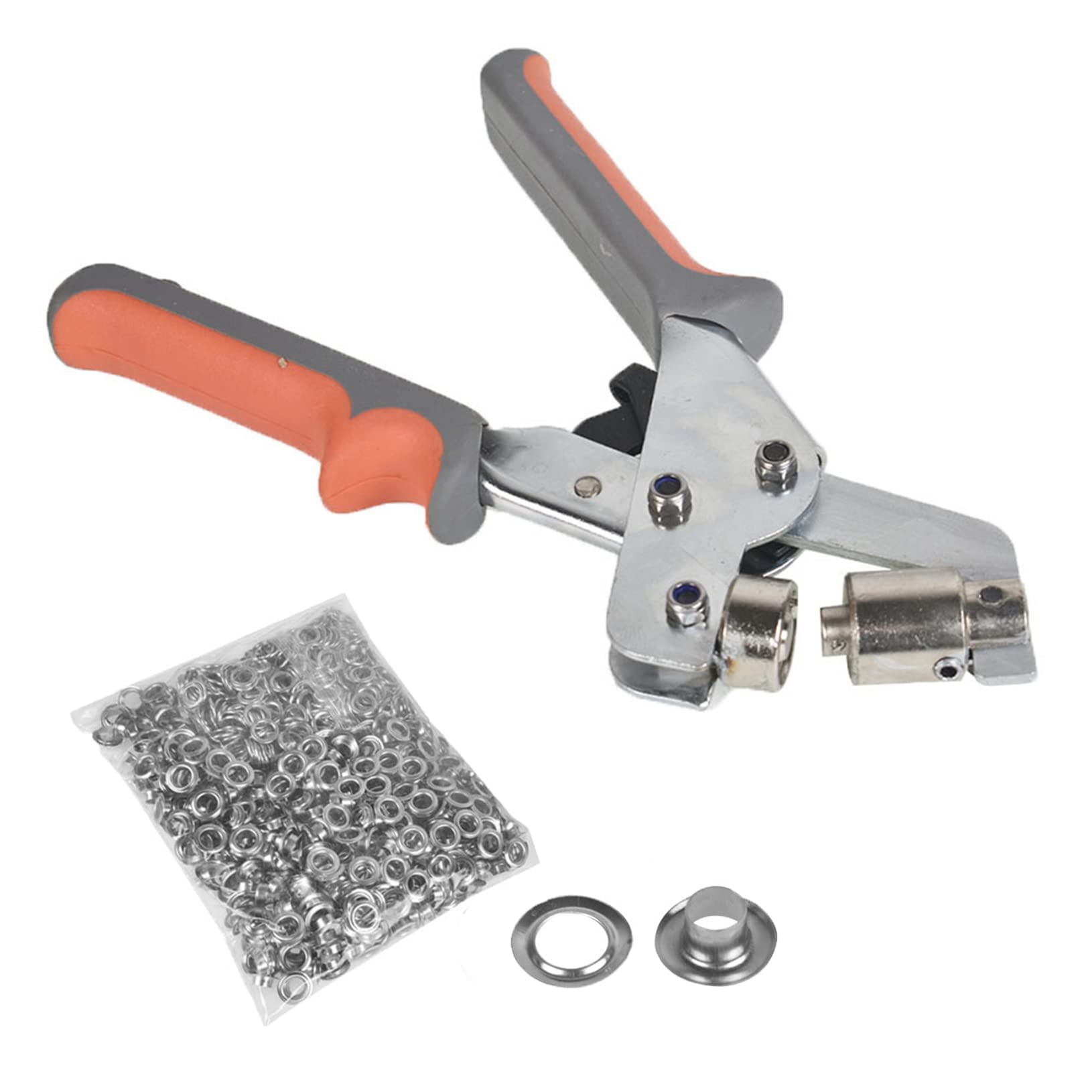 raseparter Grommet Handheld Hole Punch Pliers Tool Kit 1/4 Inch (6mm) Portable Grommet Punching Machine Manual Press Tool with 500 PCS Silver Grommets Eyelets