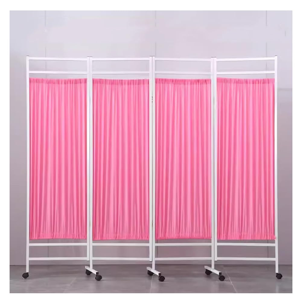 JCPQDWTD Medical Privacy Screen with Wheels, Foldable and Rollable Room Divider, Privacy Screen for Office, Room, Restaurant, Hospital (Color:White, Size:3 Pack) (Rosa 4PCS)