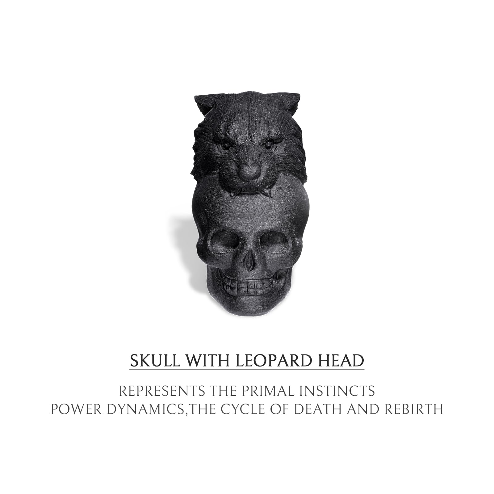 AWNL Leopard Head Skull Ornament With Matte Obsidian,Natural Gemstone Head Sculpture,Statues Home Decoration Gift,1.57''x 1.38''x 2.36'' - Image 2