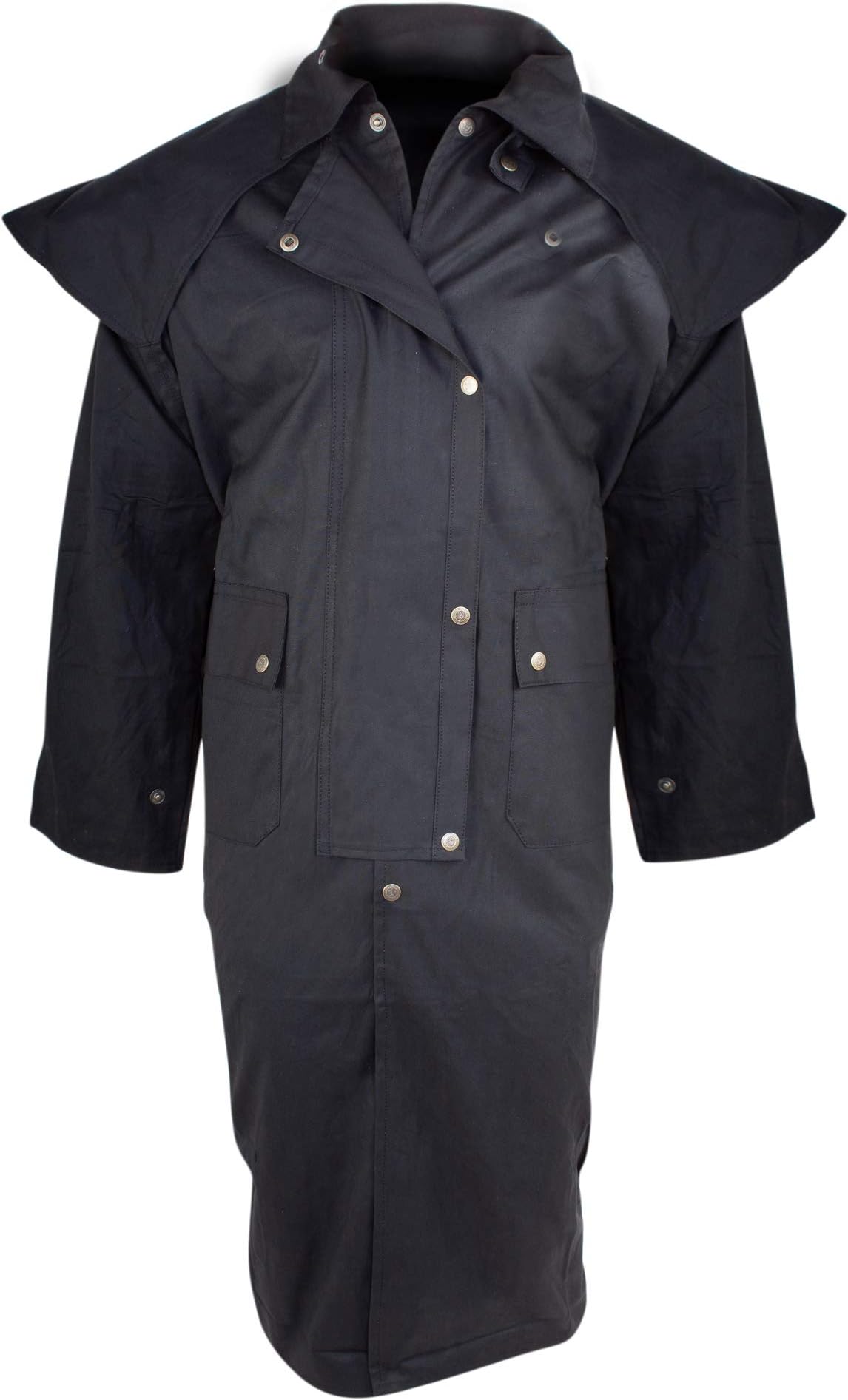 S M L XL 2XL 3XL 4XL 5XL 6XL Mens Hunting Fishing Long Oilskin Duster Coat Waterproof Black Brown Outback Jacket