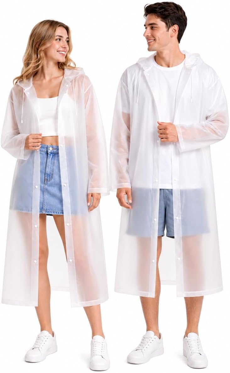 Ponchos de lluvia para adultos reutilizables (paquete de 2), impermeables EVA
