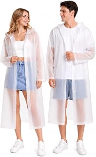 WkrCyncharis Rain Ponchos for Adults Reusable (2 Pack), Waterproof EVA Raincoats with Hood & Drawstring for Women & Men Price In India