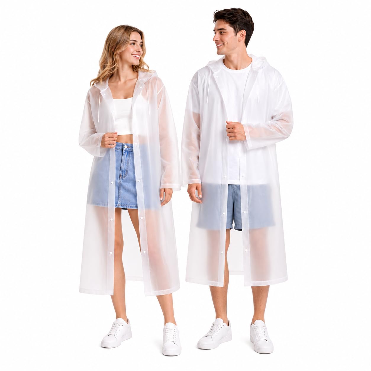 Rain Ponchos for Adults Reusable (2 Pack), Waterproof EVA Raincoats with Hood & Drawstring for Women & Men-picture-44