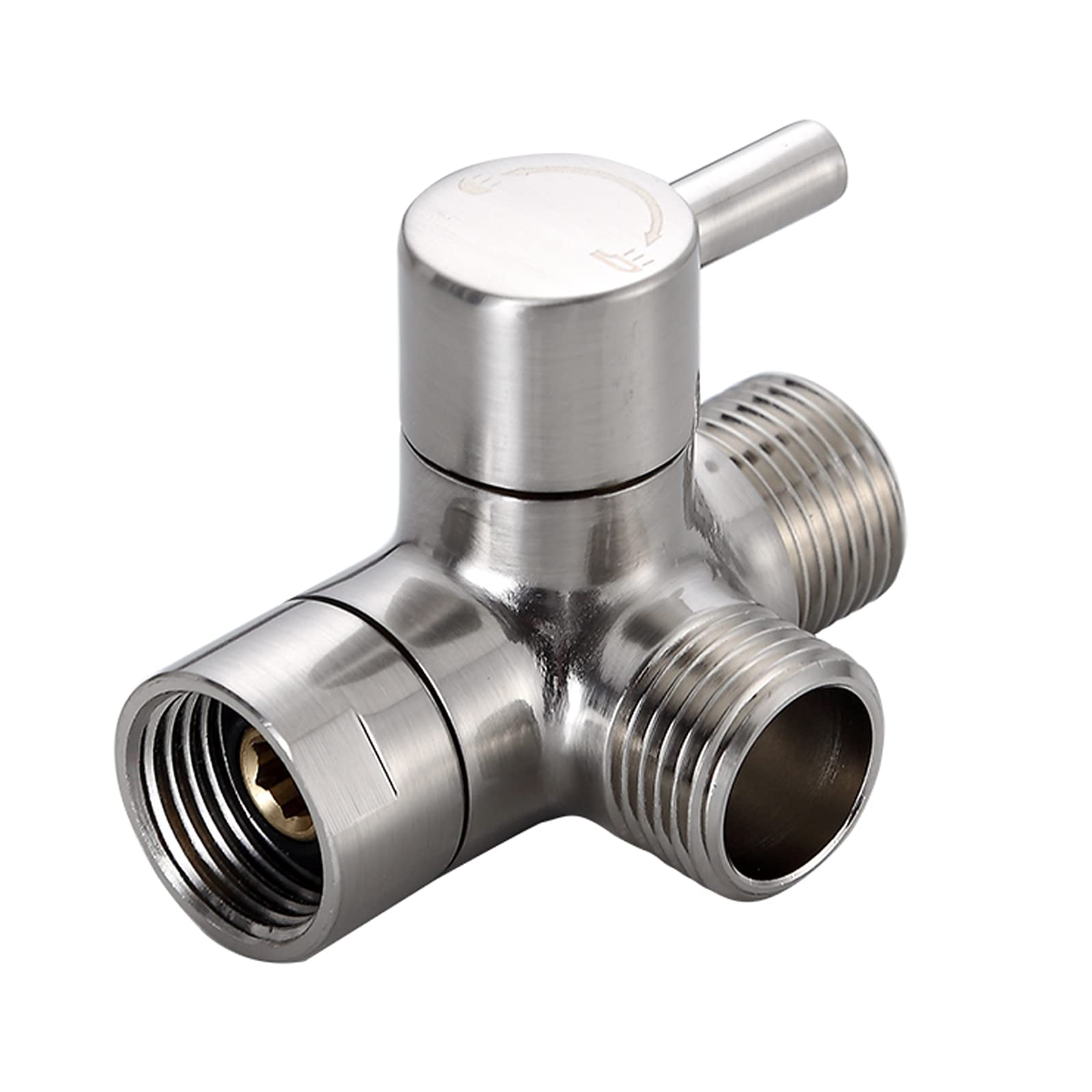 Little World Shower Arm Diverter Valve - 3 Way Shower Diverter Valve, G1/2 Solid Brass Fixed Spray System Diverter for Universal Hand Held Showerhead (Brushed Nickel)